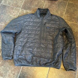 Patagonia men’s nano puff pullover jacket.